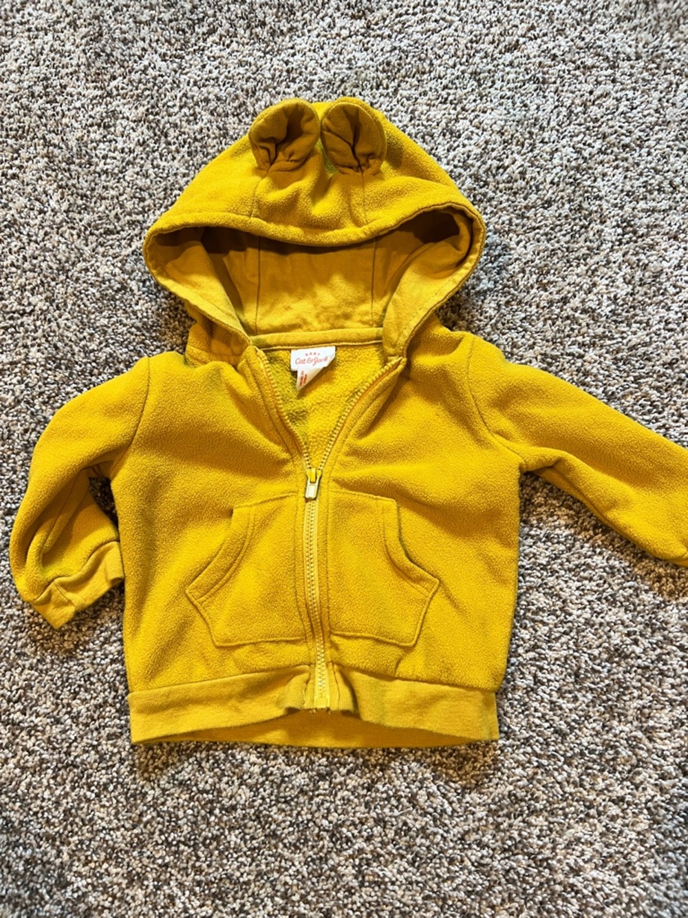 Cat & Jack Mustard Yellow Fleece Hooded Zip-Up with Ear Details